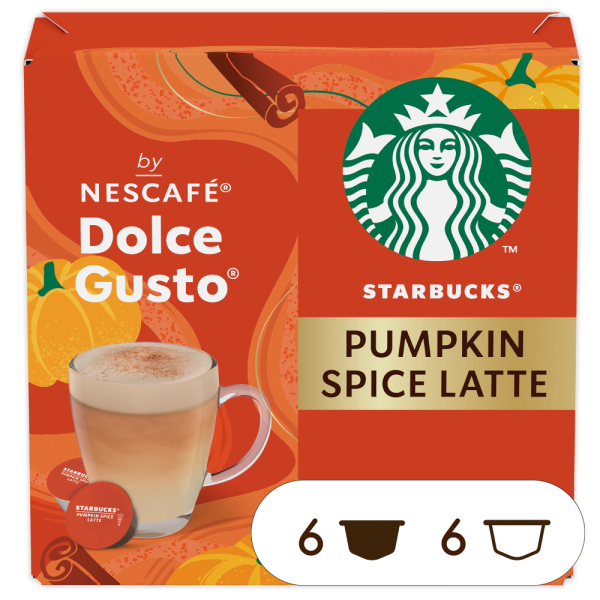 Front view of STARBUCKS ® Pumpkin Spice Latte by NESCAFÉ ® Dolce Gusto ® box